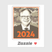 Sticker Tim Walz 2024 Espoir au Camouflage (Feuille)