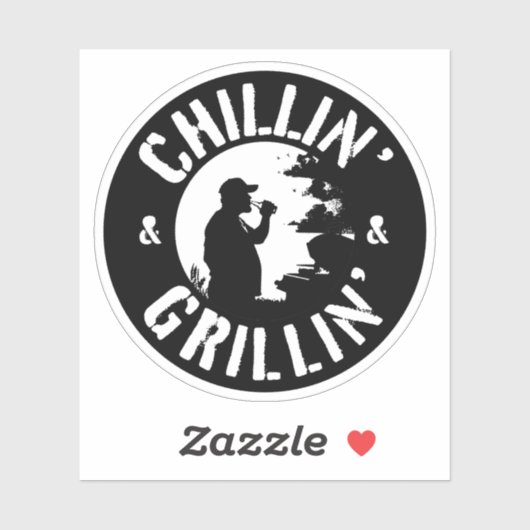 Sticker Timbre blanc de Chillin & Grillin (Feuille)