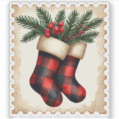 Sticker Timbre de Chaussette de Fêtes (Devant)