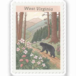 Sticker Timbre de montagne d'ours noir vintage de Virginie
