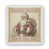 Sticker Timbre de Noël ancien du Père Noël (Devant)