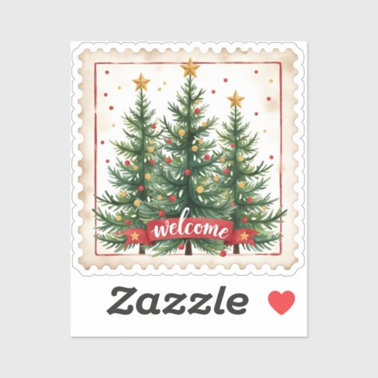 Sticker Timbre de Noël de la fête (Feuille)