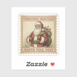 Sticker Timbre de Noël du Père Noël vintage