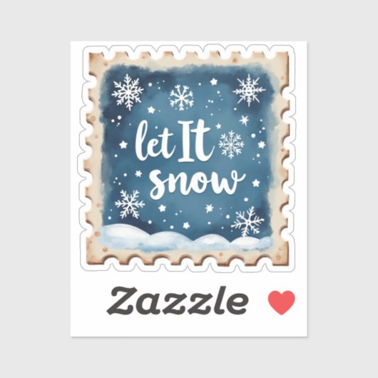 Sticker Timbre d'hiver « Qu'il neige » (Feuille)