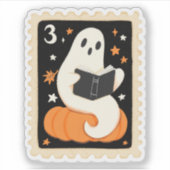 Sticker Timbre fantôme et citrouille pour lecture Hallowee (Devant)
