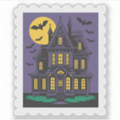 Sticker Timbre-poste Maison Hantée Halloween Épouvante (Devant)