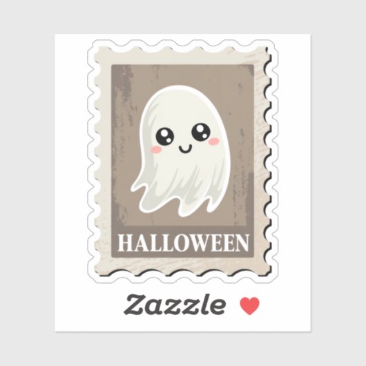 Sticker Timbre-poste mignon "Halloween" fantôme (Feuille)
