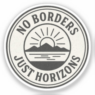 Sticker Timbre Vintage – “Pas de frontières, juste des hor