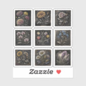 Sticker Timbres de fleurs Fleurir Dessin 9 Feuille (Feuille)