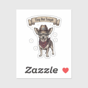 Sticker Tiny But Tough Chihuahua Cowboy - Art Canin Occide