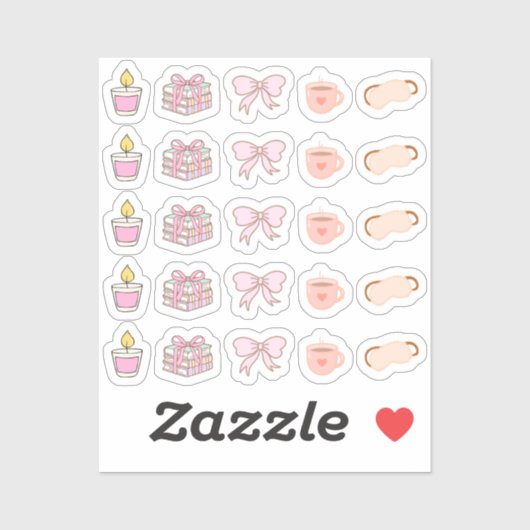 Sticker Tiny latte bunny sleeping time (Feuille)