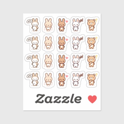 Sticker Tiny latte emotion alanimals planner (Feuille)