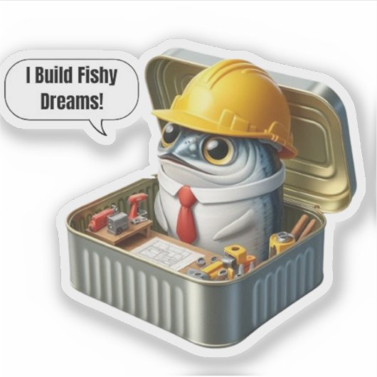 Sticker  Tiny Sardine Engineer Clever Ocean Workshop (Devant)