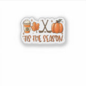 Sticker Tis The Season Pumpkin Latte Fall Leaves Thanksgiv (Devant)