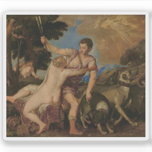 Sticker Titien (Tiziano Vecellio) - Vénus et Adonis (Devant)