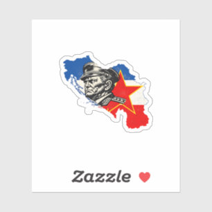 Sticker Tito SFRY Yougoslavie carte gravure sur bois vinta