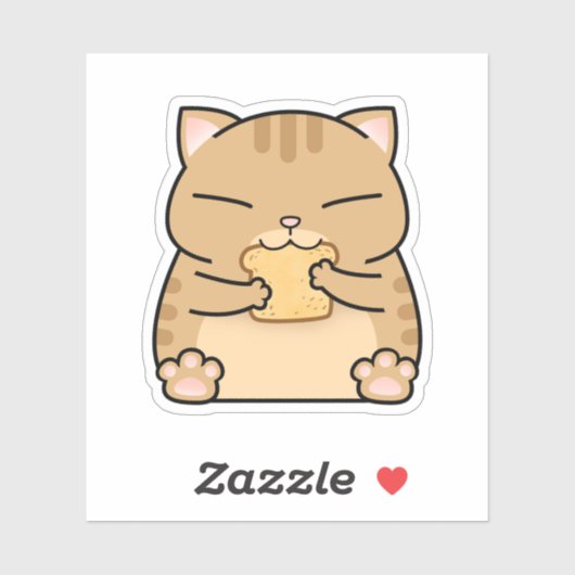 Sticker Toast de chat orange gras (Feuille)