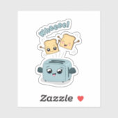 Sticker Toast et grille-pain Cute Kawaii (Feuille)