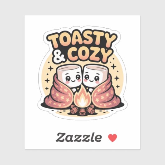 Sticker Toasty & Cosy - Cute Marshmallows by the Campfire (Feuille)