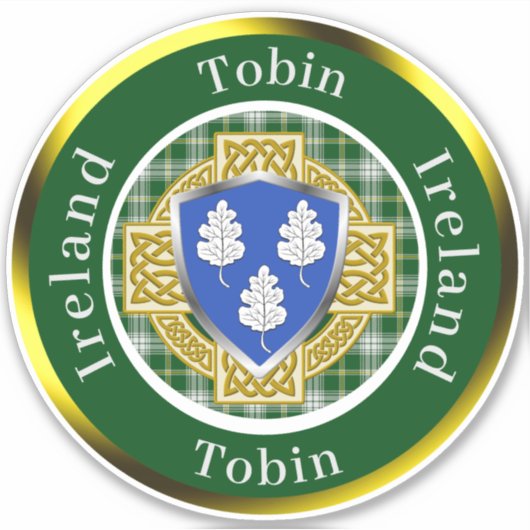 Sticker Tobin Irish Shield/Celtic Cross Personnalisé (Devant)