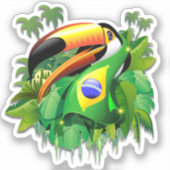 Sticker Toco Toucan avec drapeau brésilien (Recto)