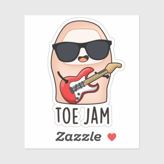 Sticker Toe Jam Funny Big Toe Music Pun (Feuille)