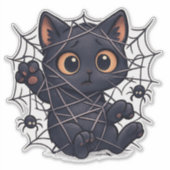 Sticker Toile d'araignée Halloween pour chaton effrayant (Devant)