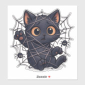 Sticker Toile d'araignée Halloween pour chaton effrayant (Feuille)