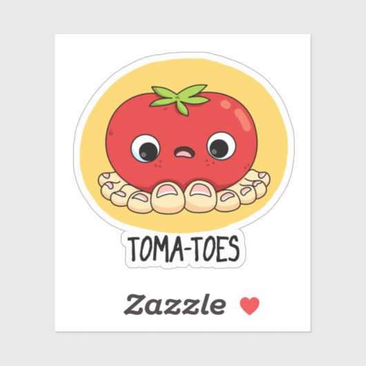 Sticker Tomates Drôle Tomate Avec Jeu D'Orteils (Feuille)