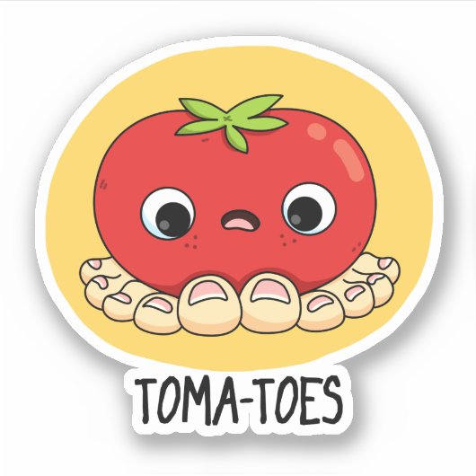 Sticker Tomates Drôle Tomate Avec Jeu D'Orteils (Devant)