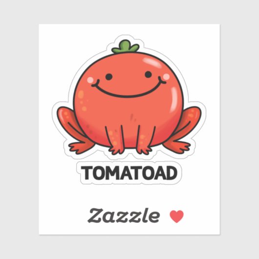 Sticker Tomatoad Funny Tomato Toc Pun (Feuille)