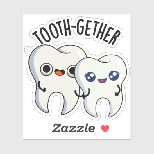 Sticker Tooth-gether Funny Tooth Pun (Feuille)