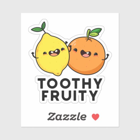 Sticker Toothy Fruity Funny Fruit Pun (Feuille)