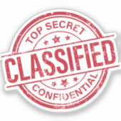 Sticker Top Secret Confidentiel Classifié Rouge Round (Recto)