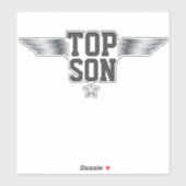 Sticker Top Son Aviator Pilote Ailes Effet Argent (Feuille)