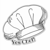 Sticker Toque Blanche Chefs Casquette Oui Citation Chef (Devant)