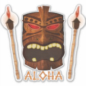 Sticker Torches en bois Aloha Tiki Hawaiian Tropical Summe (Devant)