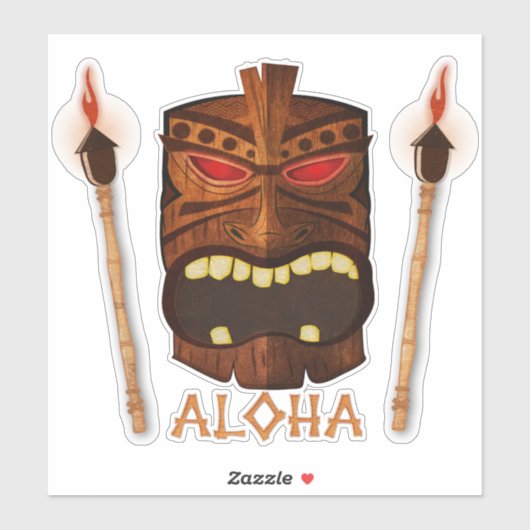 Sticker Torches en bois Aloha Tiki Hawaiian Tropical Summe (Feuille)