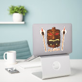 Sticker Torches en bois Aloha Tiki Hawaiian Tropical Summe (Ordinateur portable sur le bureau)