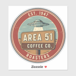 Sticker Torréfacteurs de café Area 51 Badge Vintage