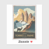 Sticker Torres del Paine Chile Illustration Travel Art (Feuille)
