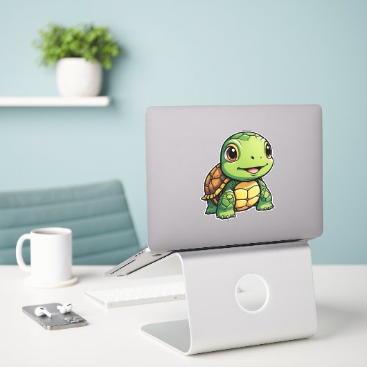 Sticker Tortue (Ordinateur portable sur le bureau)