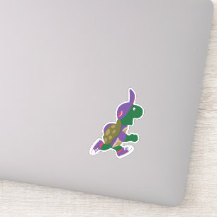 Sticker Tortue à caricature portant un Casquette violet