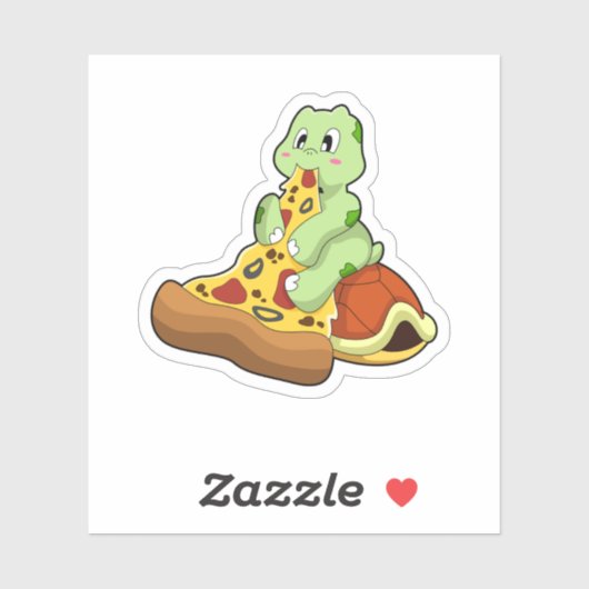 Sticker Tortue à la pizza (Feuille)