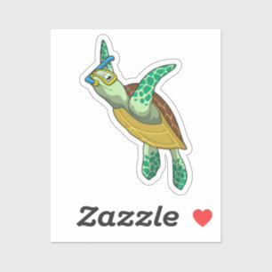 Sticker Tortue à la plongée avec tuba
