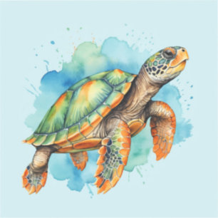 Sticker Tortue à peinture mignonne