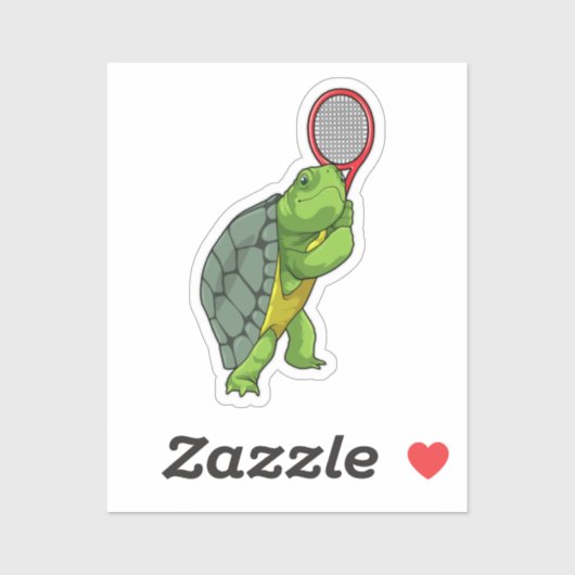 Sticker Tortue au Tennis avec raquette de tennis (Feuille)