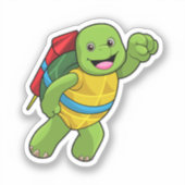 Sticker Tortue au volant avec fusée (Recto)