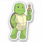 Sticker Tortue aux échecs avec pièce d'échecs Pion (Devant)