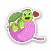 Sticker Tortue avec balle de laine (Recto)